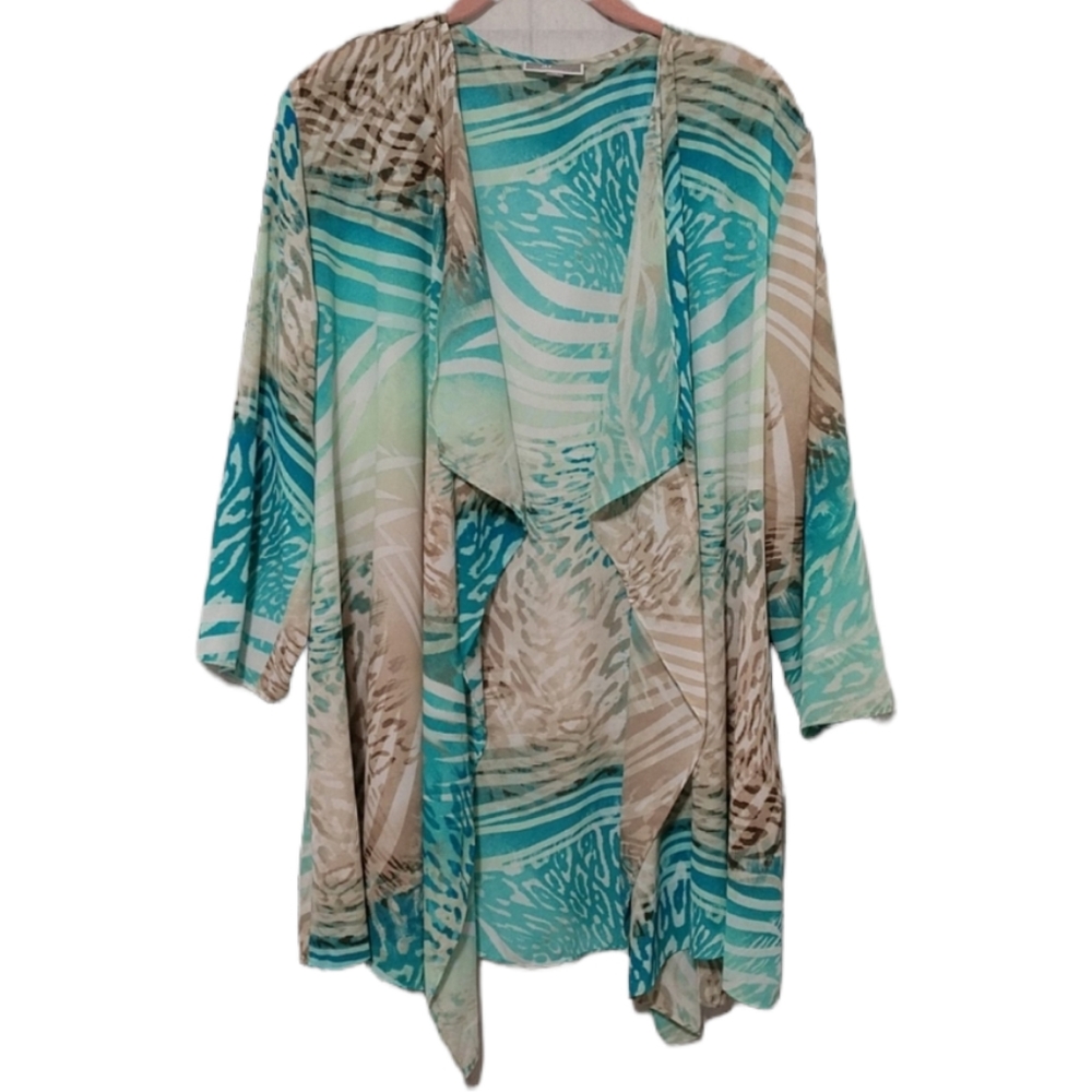 J M Collections Watercolor Open Summer Cardigan XL / 16